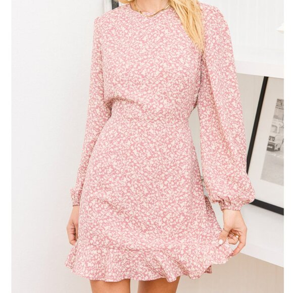 Lulus Dresses & Skirts - Blooming Darlin' Mauve Floral Print Ruffled Mini Dress